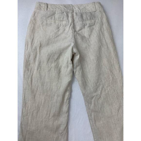 Linen Trouser Neutral Stripe Banana Republic Beige Pants Straight 2012 Size 2 - Picture 7 of 10